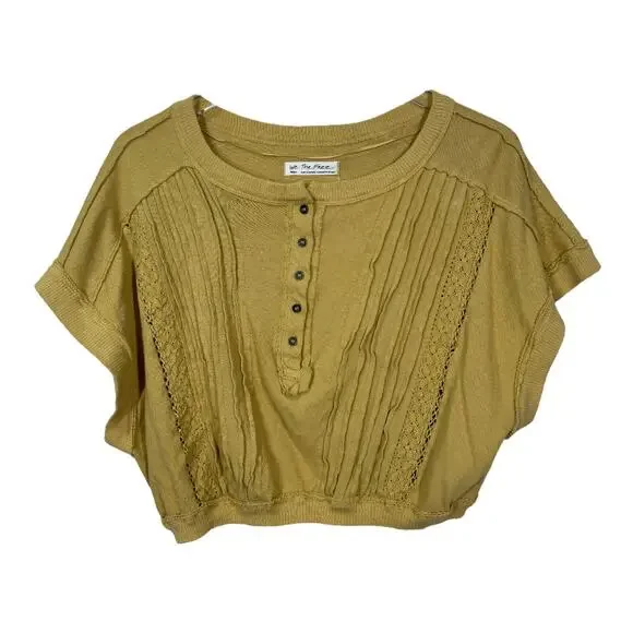Free People We The Free Roxy Tee Small NWT New Golden Palm Boho Casual Top - Picture 3 of 7